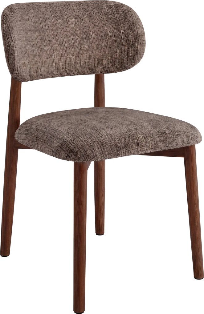 AVLO Gedempt bruin (stof Juto 24)/notenkleurig gebeitst frame – HOUTEN STOEL VOOR WOONKAMER, EETKAMER, KEUKEN RETRO