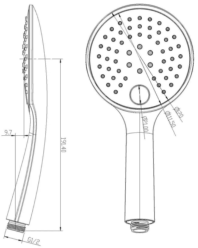 Mueller Round glijstangset met 3 standen handdouche RVS