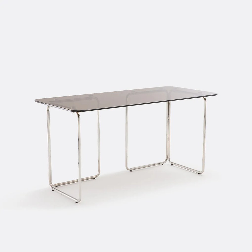 Bureau van glas en verchroomd staal Socer