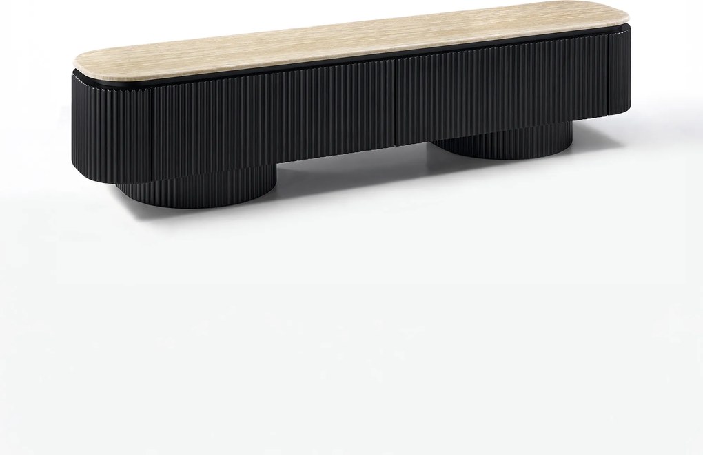 TV Meubel Met Travertin - 200x40x55cm.