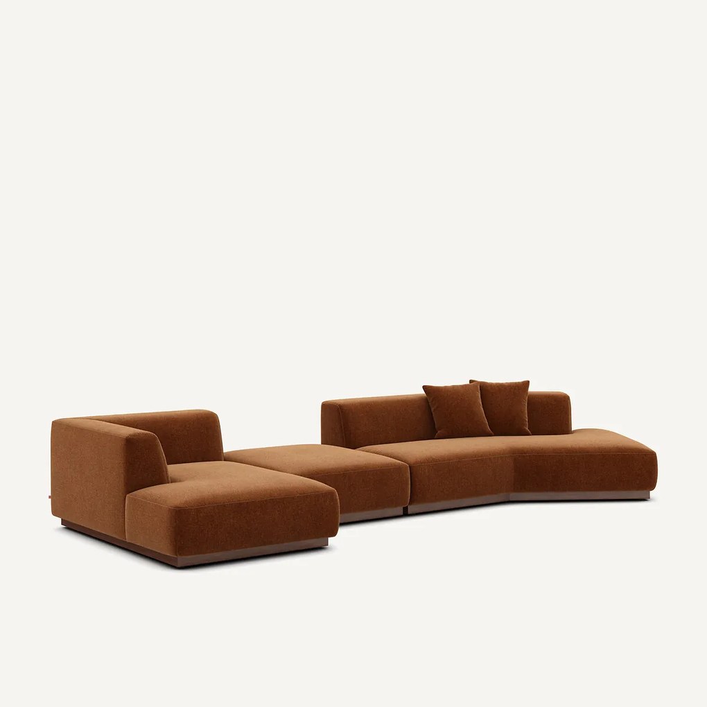 Open hoekbank links XL in chenille fluweel, JACOPO