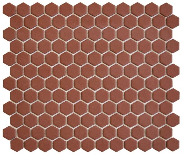 The Mosaic Factory Hexagon mozaïektegel - 26x30cm - wand en vloertegel - Zeshoek/Hexagon - Porselein Terra Cotta Mat HM23012