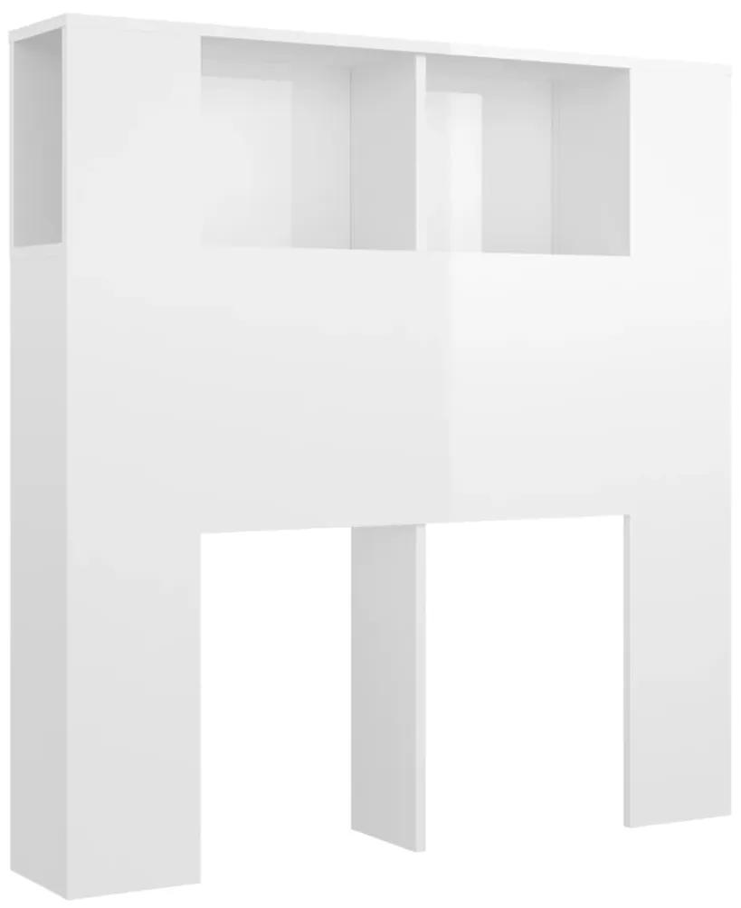vidaXL Hoofdbordkast 100x18,5x104,5 cm hoogglans wit