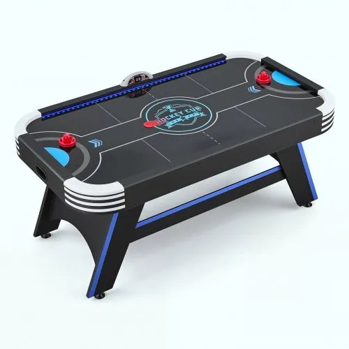 VEVOR Airhockeytafel 183 x 102 x 79 cm MDF Elektrische hockeytafel Zwart Geschikt voor gezinnen en spelavonden, Elektronisch scoresysteem, LED-verlichting, hoekbeschermers en verstelbare poten