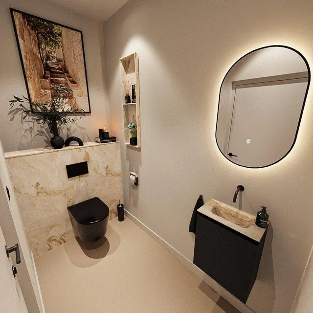 MONDIAZ TURE-DLUX 40cm toiletmeubel Urban. EDEN wastafel Frappe positie midden. Zonder kraangat. TUREDX40URBM0FRA