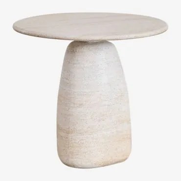 Ronde Bijzettafel In Travertin-look Cement Grebik B - Sklum