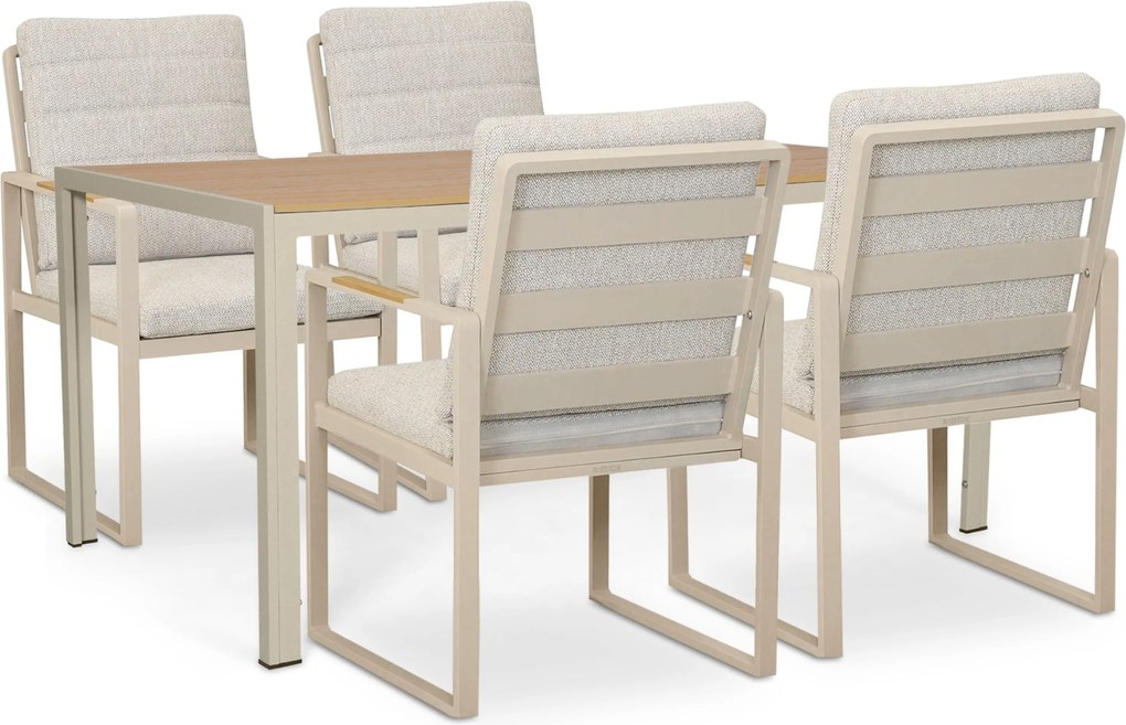 Tuinset 4 personen 160 cm Aluminium Taupe Lifestyle Garden Furniture Alessio/Creta