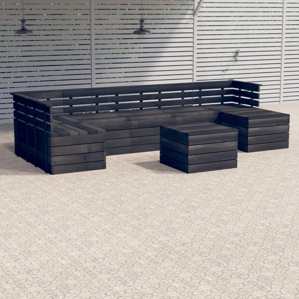 vidaXL 8-delige Loungeset pallet massief grenenhout donkergrijs