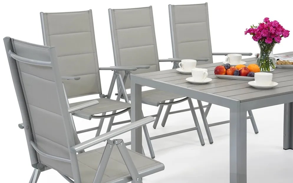 Polywood Verona aluminium tuinset voor 8 personen Garden Point lichtgrijs