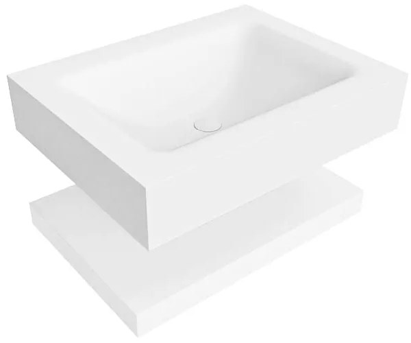 Zaro Alan badmeubel 60cm met planchet talc en vrijhangende wastafel cloud midden 1 kraangat talc
