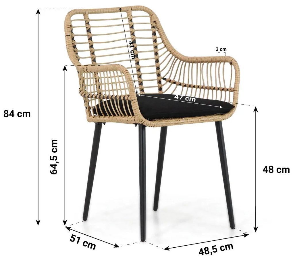 Tuinstoel Wicker Taupe-naturel-bruin Domani Furniture Certo