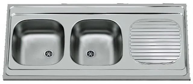 Nemo Start Bordeaux Opbouwspoeltafel - 2 bakken - afdruip - omkeerbaar - 120x60cm - zonder fixatieset - plug - overloopgarnituur - zonder sifon - RVS 241776