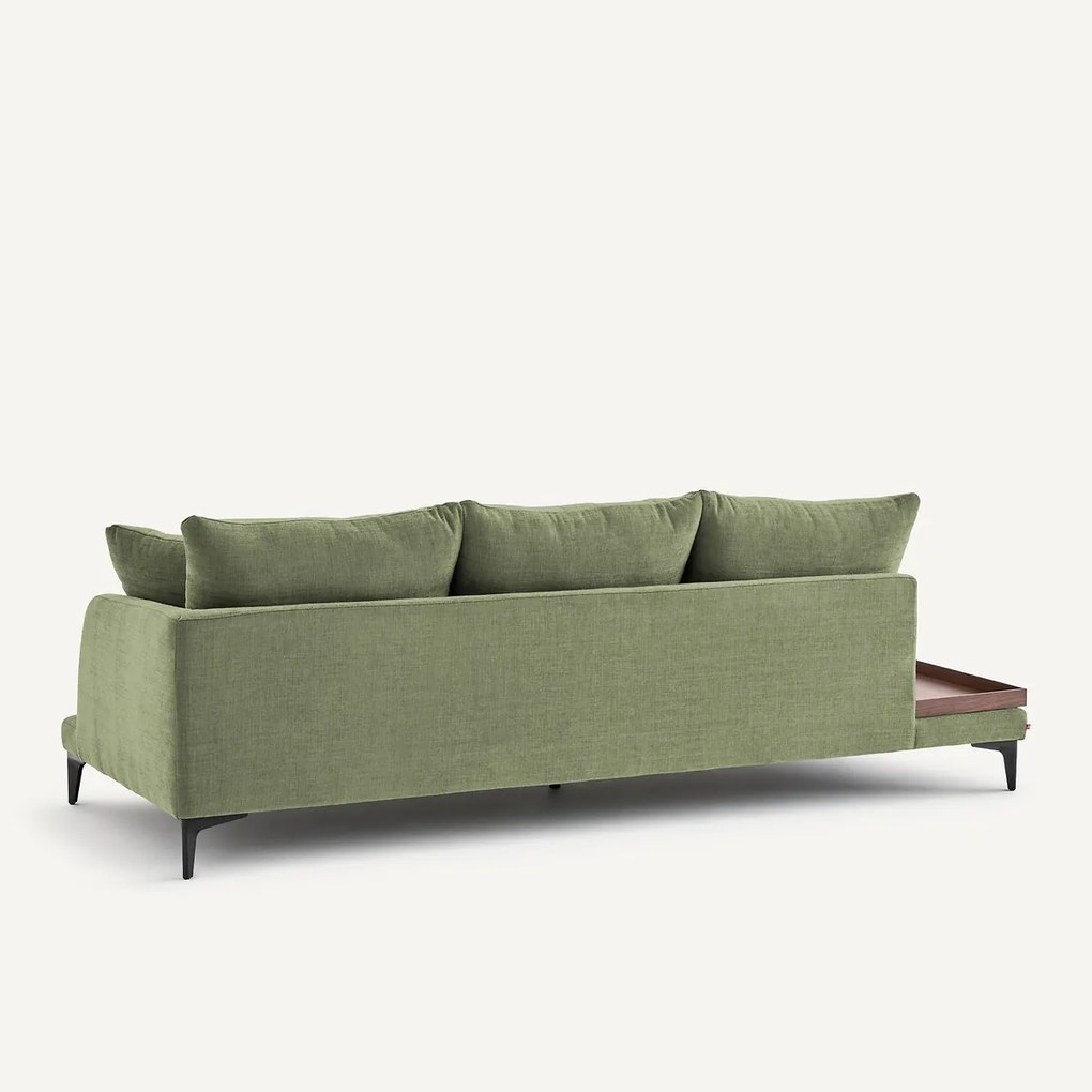 Halve bank met tafelblad, van polyester en katoen, MODERNISTE