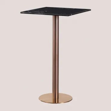 Vierkante Hoge Barkruktafel 60x60 Cm In Cosmopolitan Marmer Marmer Nero Marquina & Roségoud - Sklum