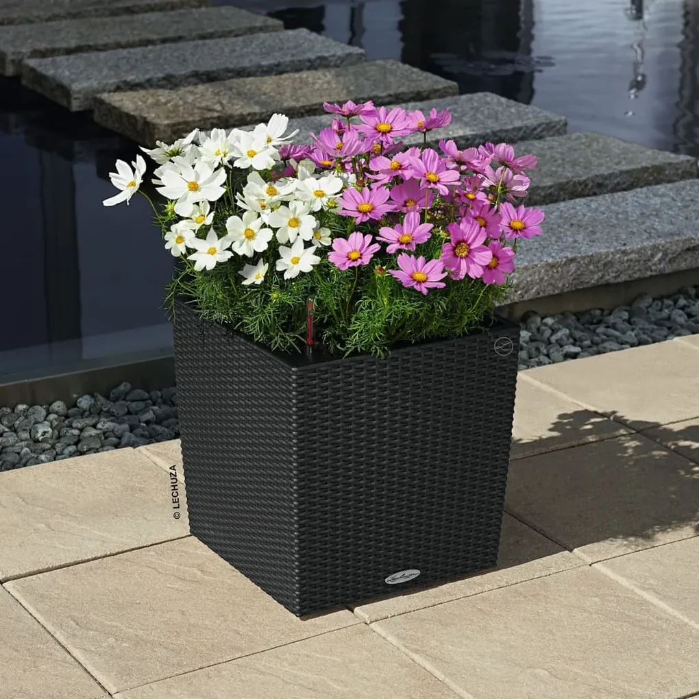 LECHUZA Plantenbak CUBE Cottage 40 ALL-IN-ONE granietkleurig