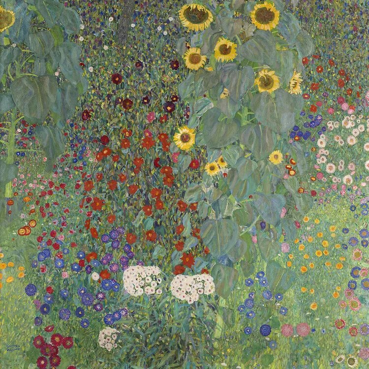 Kunstreproductie Farm Garden with Sunflowers (1905-06), Gustav Klimt