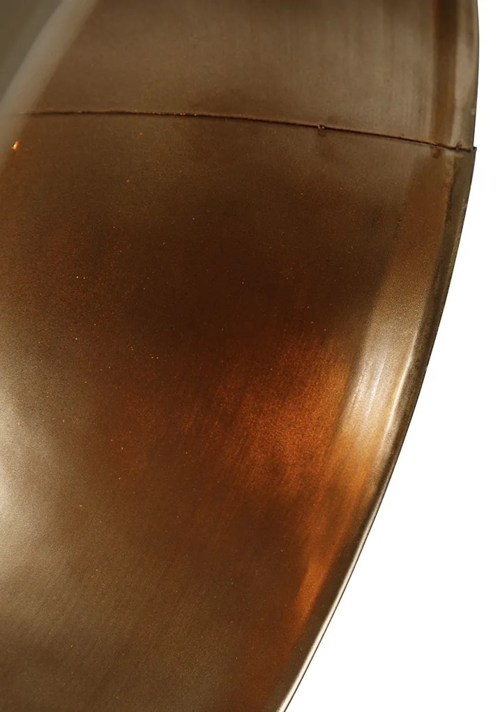 Industriële tripod vloerlamp brons met hout - Mangoes