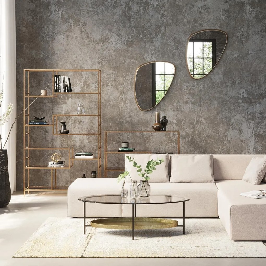 Laag Wandrek Staal Met Glas Goud - 115x30x100cm.