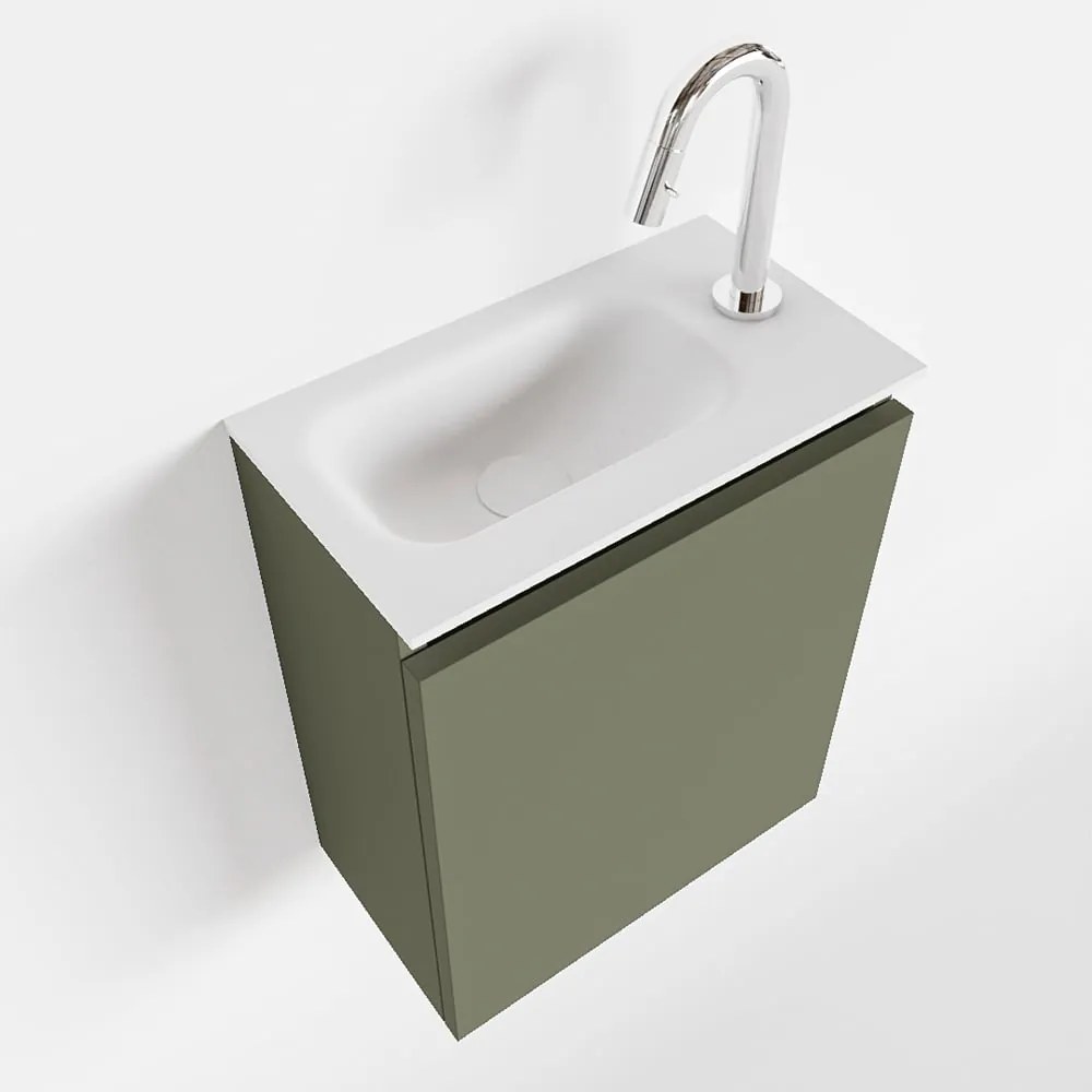 Mondiaz Ture 40cm toiletmeubel army met wastafel talc links 1 kraangat