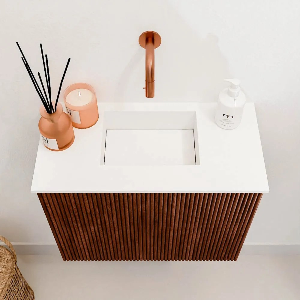 Mondiaz Joya 50cm toiletmeubel ruby met wastafel faye midden zonder kraangat talc