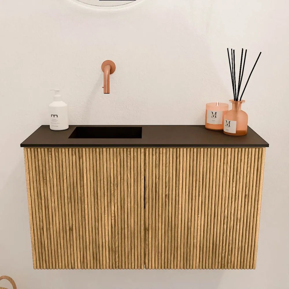 Mondiaz Joya 70cm toiletmeubel oak met wastafel faye links zonder kraangat urban