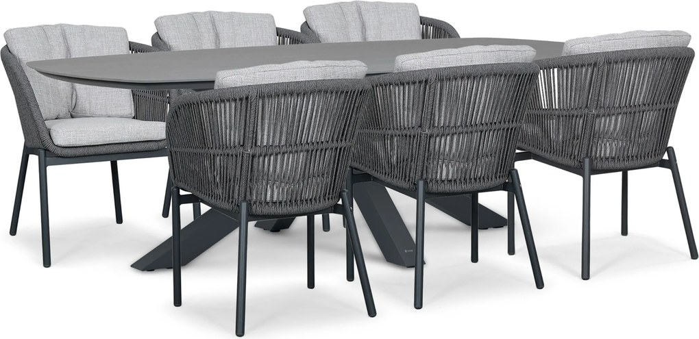 Tuinset 6 personen 240 cm Rope Grijs Lifestyle Garden Furniture Monaco/Voyage