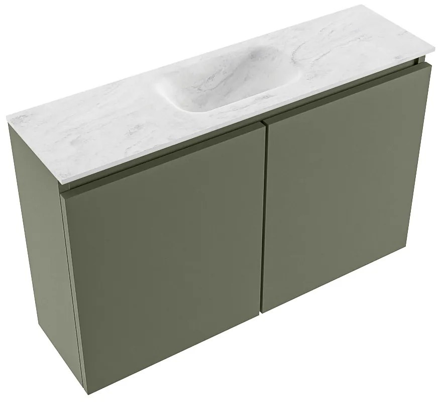 Mondiaz Ture DLux toiletmeubel 80cm army met wastafel opalo midden zonder kraangat