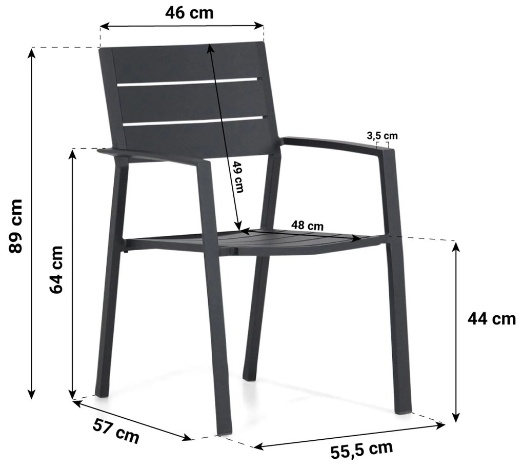 Tuinset 6 personen 220 cm Aluminium Grijs Lifestyle Garden Furniture Stella/Residence