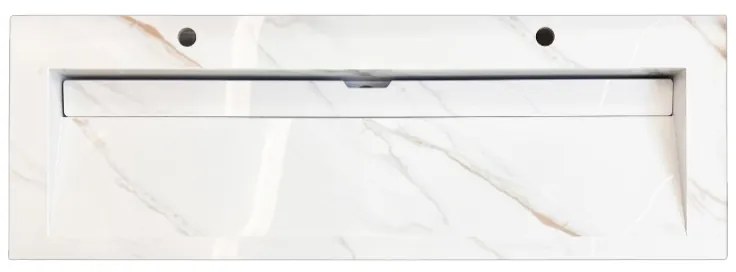Lambini Designs Quri keramische wastafel 140cm marmer met kraangaten