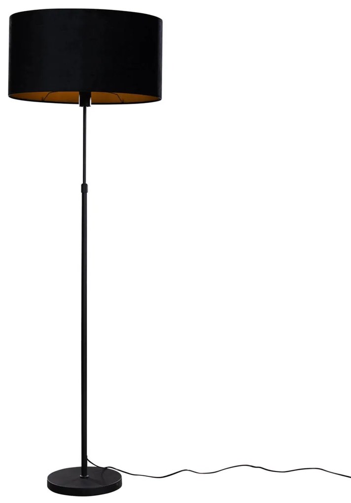 Vloerlamp zwart met ovale velours kap zwart 50cm - Parte