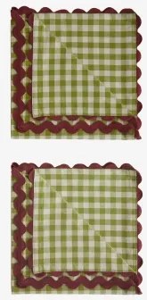 Set Van 2 Servetten Van Katoen Isvel Cedar-groen - Tapioca-beige - Sklum