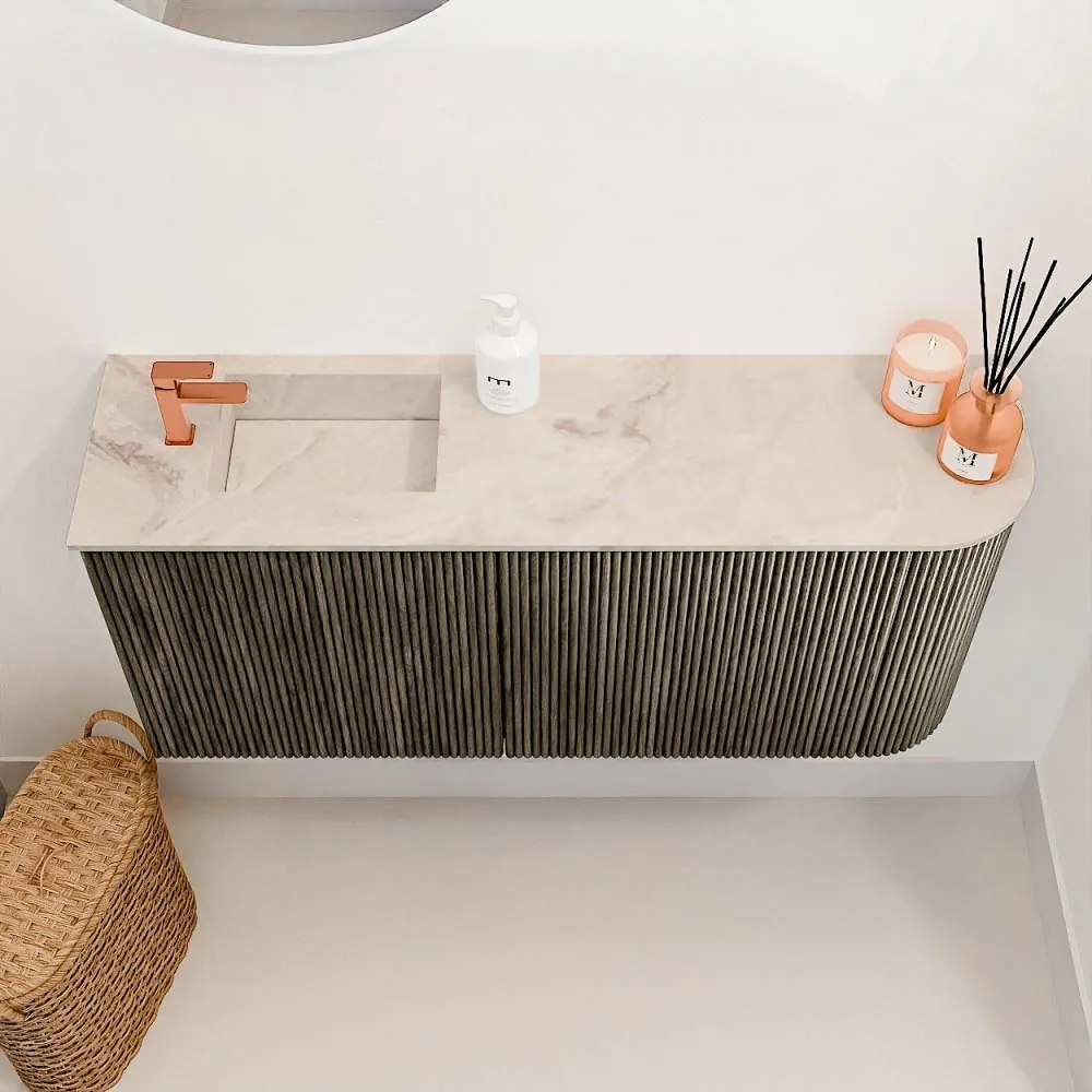 Mondiaz Joya DLux 90cm toiletmeubel ronding rechts shadow met wastafel faye links 1 kraangat frappe