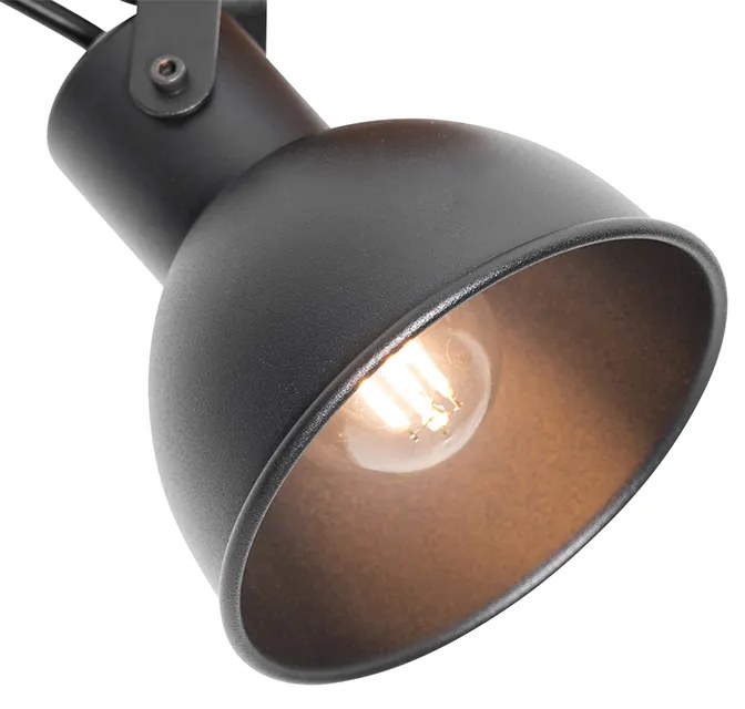 Industriële spot zwart met hout kantelbaar - Tommy