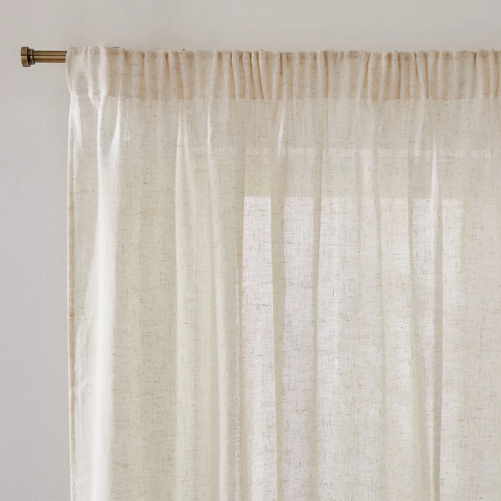 Glasgordijn in polyester en linnen met plooien Aron