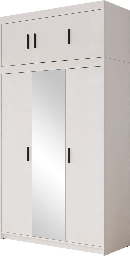 Kledingkast Novduni 105, Wit, 246x133x53cm, 135.1 kg, Kledingkast deuren: Met scharnieren, Aantal planken: 7, Aantal planken: 7