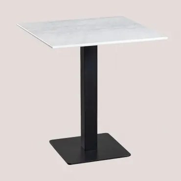 Vierkante Bar Tafel Van Livanto Marmer Wit Marmer & ↔︎ 70 Cm & Zwart - Sklum