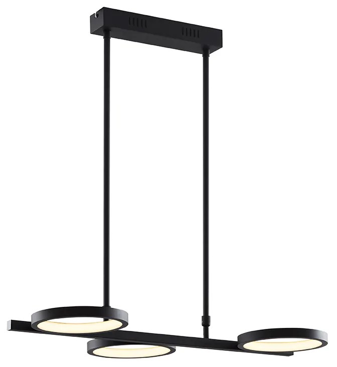 Moderne hanglamp zwart incl. LED 3-staps dimbaar 3-lichts - Vivé