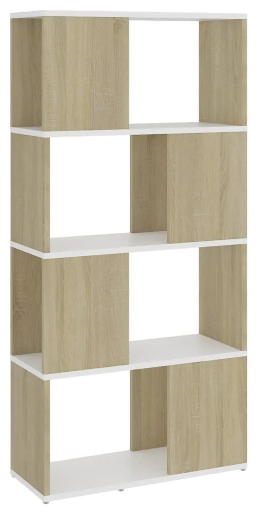 vidaXL Boekenkast/kamerscherm 60x24x124,5 cm wit sonoma eikenkleurig