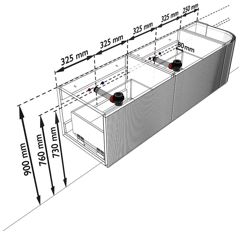Mondiaz Kurve 155cm badmeubel ronding rechts walnut met 2 lades en 1 deur en wastafel cloud dubbel/links zonder kraangat urban