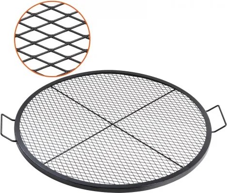 VEVOR X-Marks vuurkorf grillrooster, Φ 910 x 25 mm Kampvuur BBQ stalen grillrooster met handvat en X-Wire ondersteuning, draagbaar kampeerkookgerei voor buitenfeesten en bijeenkomsten, zwart