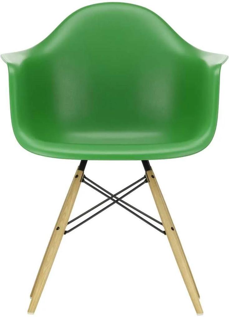 Vitra Eames DAW stoel met geelachtig esdoorn onderstel groen