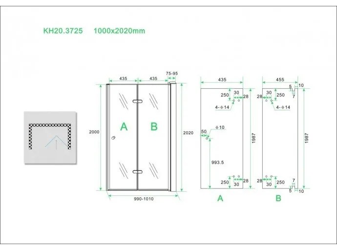 Mueller Siera vouwbare douchedeur 100x202cm rechts anti-kalk coating