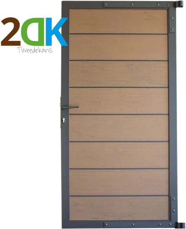 Tweedekans - Tuindeur aluminium antraciet frame Modular - composiet bruin gevlamd (90 x 180 cm)