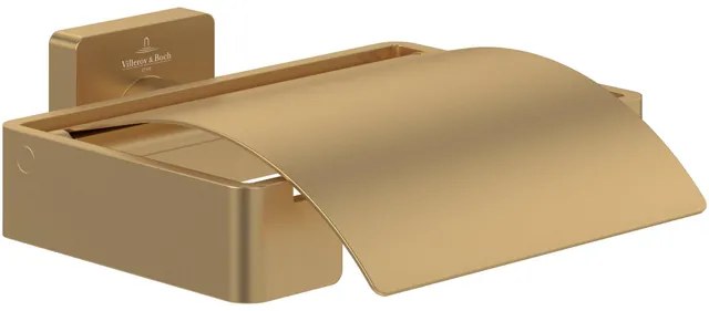 Villeroy & Boch Elements - Striking Toiletrolhouder met deksel - 131 x 115 x 45 mm - Brushed Gold (goud) TVA15201300076