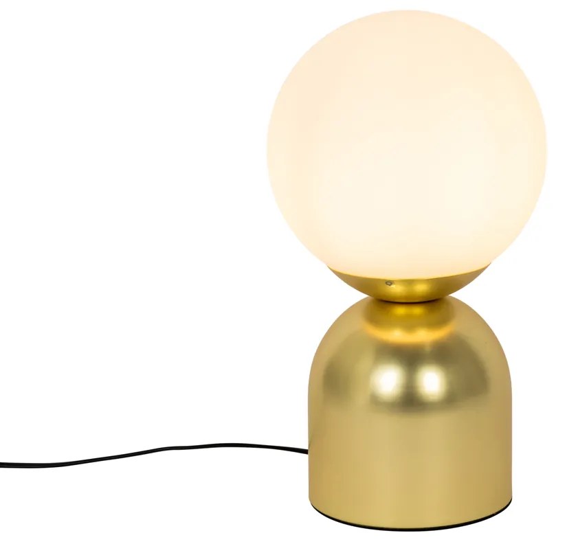 Hotel chique tafellamp goud met opaal glas - Pallon Trend