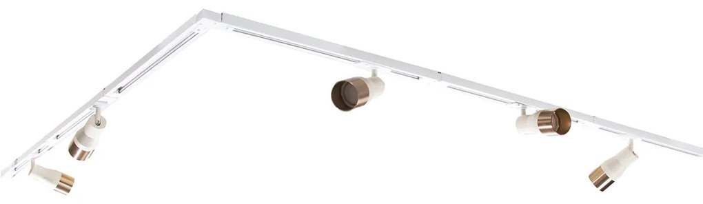 Modern railsysteem met 5 spots beige met goud 1-fase - Iconic Kohua
