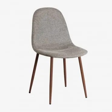 Pak 2 Glamm-eetkamerstoelen In Donker Hout & Stof Zandbruin & Tela - Sklum