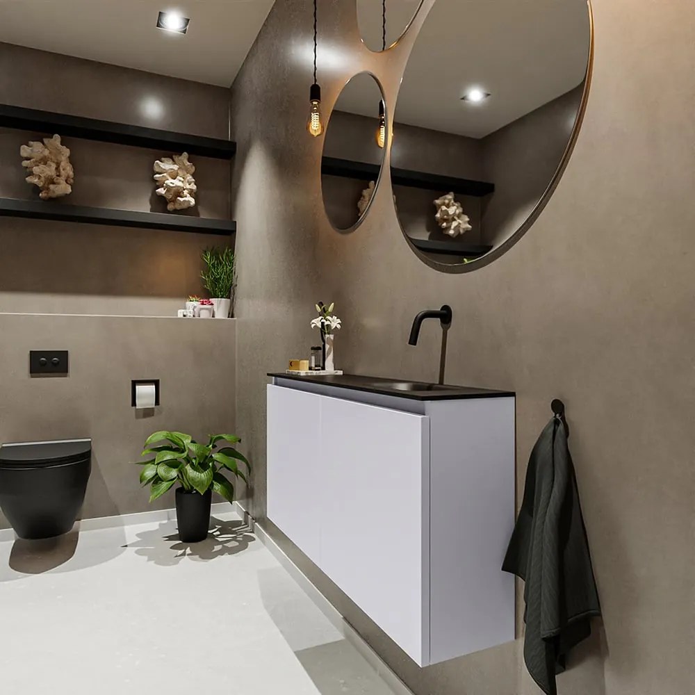 Mondiaz Ture 100cm toiletmeubel cale met wastafel urban rechts geen kraangat