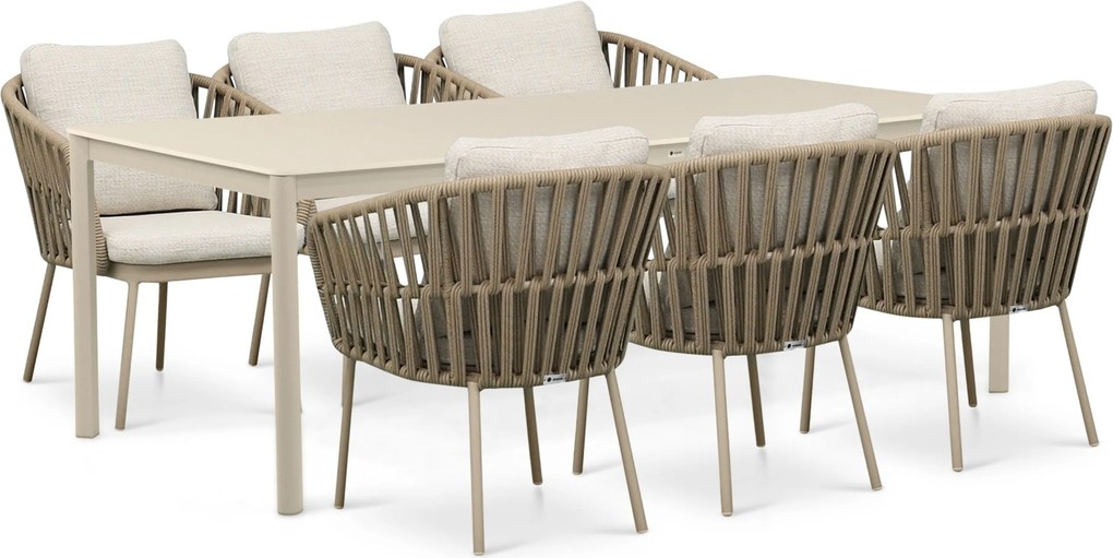 Tuinset 6 personen 220 cm Rope Zand/Beige Coco Elara/Como