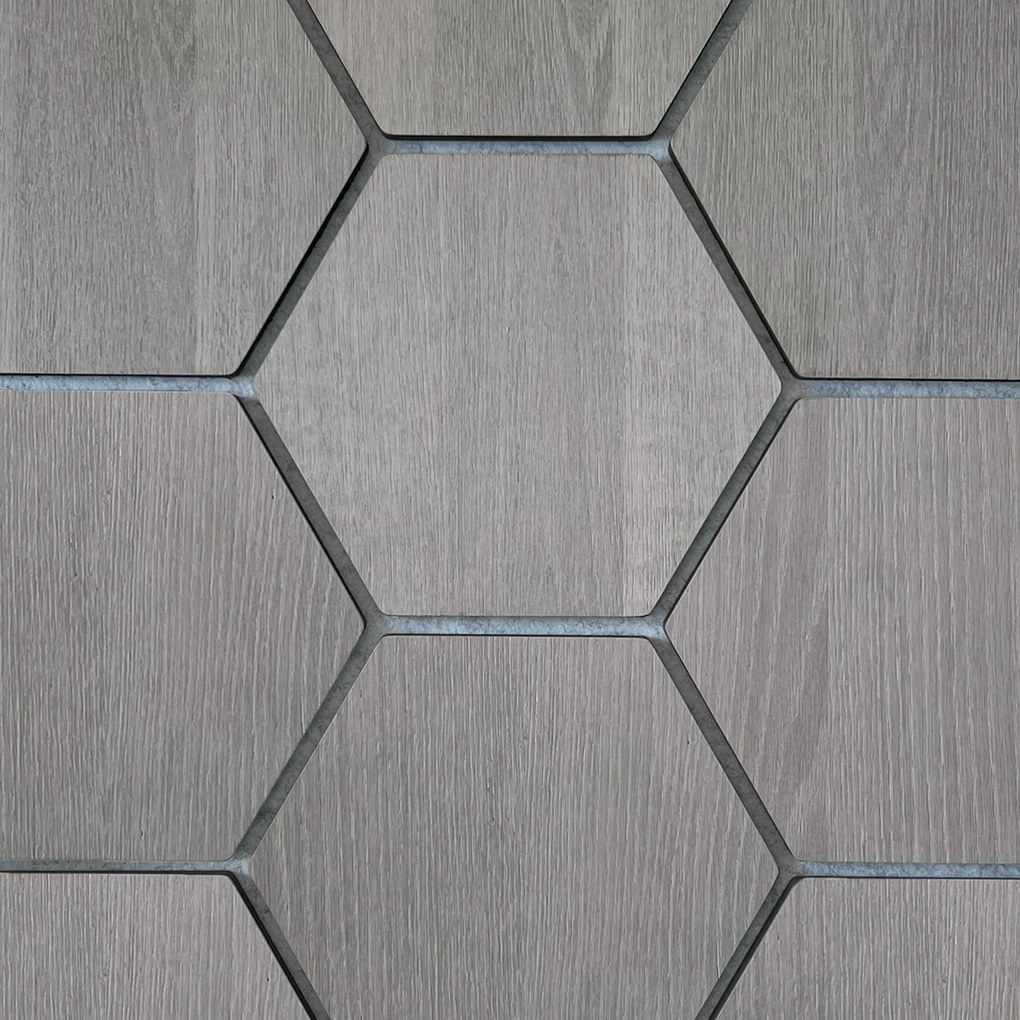 Hexagon Panel Grijs Walnoot met Grijs Vilt 81CM | Akoestisch | Wanddecor | Zeshoekig- Grijs vilt